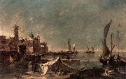 GUARDI, Francesco Landscape with a Fisherman-s Tent oil on canvas